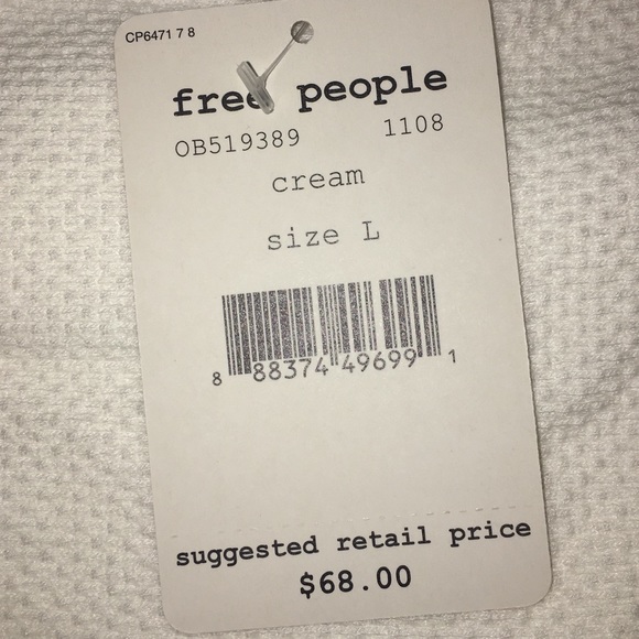 NWT Free People White Bandana Cuff Thermal Large - Picture 5 of 5